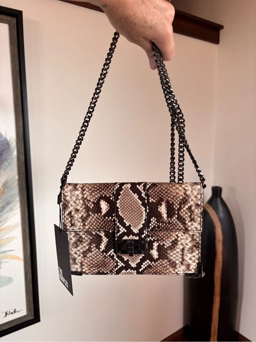 THE KOOPLES Emily Python Embossed Calf Leather Pouch Bag NWT MSRP $300